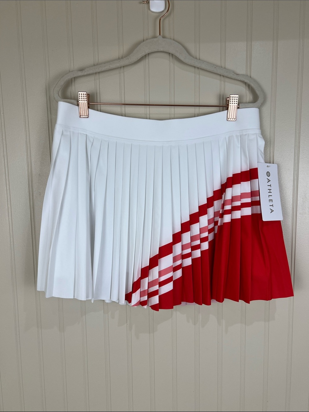 NWT Athleta Match Point Pleated Colorblock Skort Red White Size Large - Picture 2 of 10